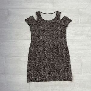 Michael Michael Kors Dress Mini Leopard Print Cold Shoulder Animal Short Sleeve